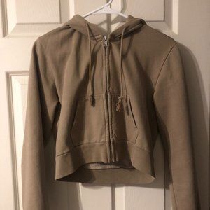 tan/mocha colored brandy melville cropped zip up